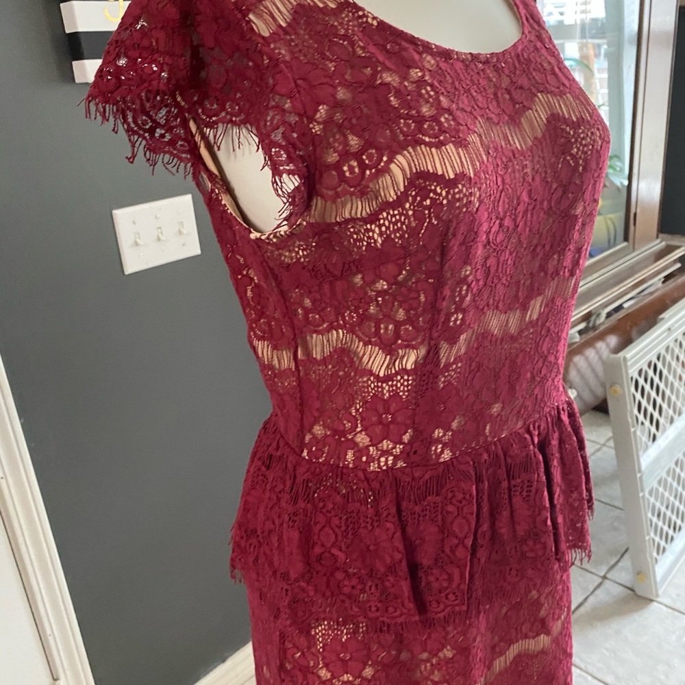 Anthropologie Maeve Elsa Cranberry Lace Dress M View 5